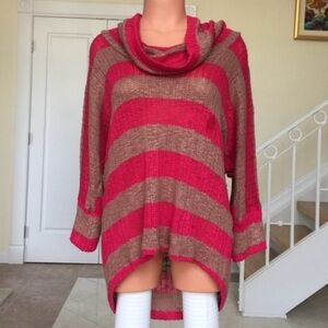 Splendid Pink Brown Striped Sweater